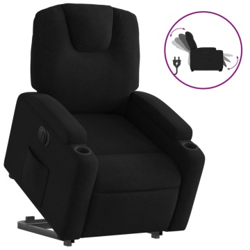Fotoliu electric rabatabil cu ridicare, negru, textil - Img 2