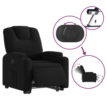 Fotoliu electric rabatabil cu ridicare, negru, textil - Img 5