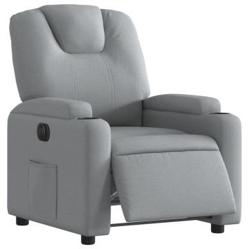 Fotoliu rabatabil electric, gri deschis, textil - Img 3