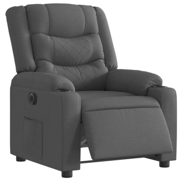 Fotoliu rabatabil electric, gri închis, material textil - Img 4