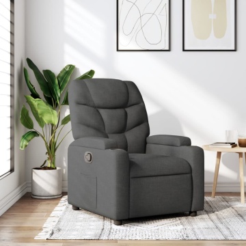 Fotoliu rabatabil, gri închis, material textil - Img 1