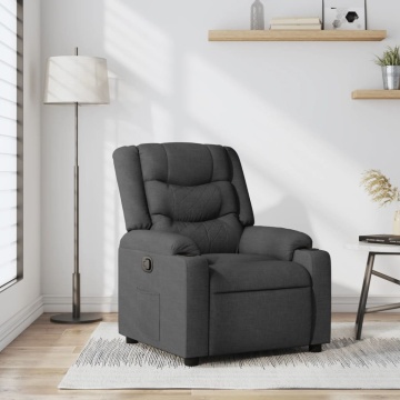Fotoliu rabatabil, gri închis, material textil - Img 1