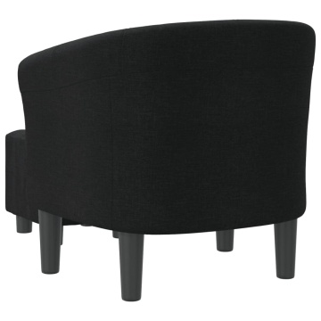 Fotoliu tip cuvă cu taburet, negru, material textil - Img 8