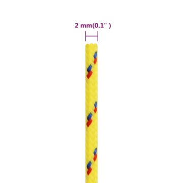 Frânghie de barcă, galben, 2 mm, 25 m, polipropilenă - Img 5