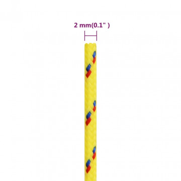 Frânghie de barcă, galben, 2 mm, 50 m, polipropilenă - Img 5