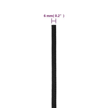 Frânghie de barcă, negru complet, 6 mm, 100 m, polipropilenă - Img 5