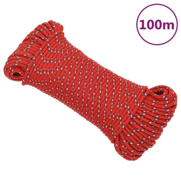 Frânghie de barcă, roșu, 4 mm, 100 m, polipropilenă - Img 1