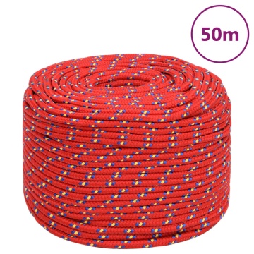 Frânghie de barcă, roșu, 6 mm, 50 m, polipropilenă - Img 1