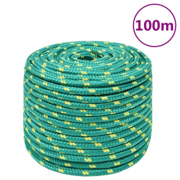 Frânghie de barcă, verde, 12 mm, 100 m, polipropilenă - Img 1