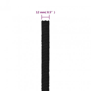 Frânghie de lucru, negru, 12 mm, 50 m, poliester - Img 5