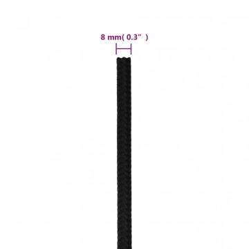 Frânghie de lucru, negru, 8 mm, 100 m, poliester - Img 4