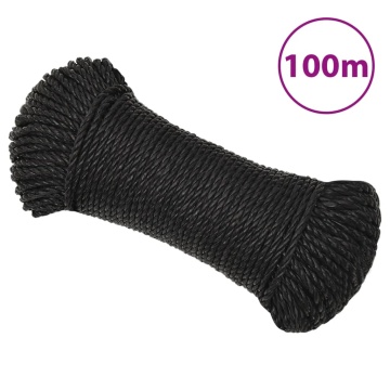 Frânghie de lucru, negru, 8 mm, 100 m, polipropilenă - Img 1