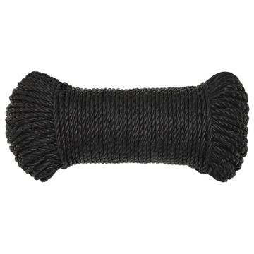 Frânghie de lucru, negru, 8 mm, 50 m, polipropilenă - Img 3