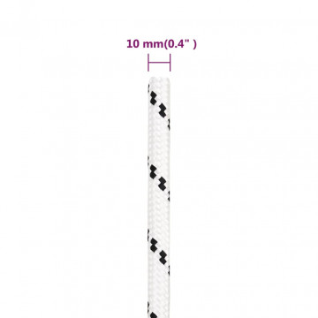 Frânghie împletită pentru barcă, alb, 10 mm x 25 m, poliester - Img 6