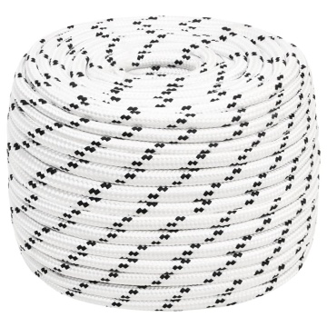 Frânghie împletită pentru barcă, alb, 14 mm x 25 m, poliester - Img 1