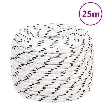 Frânghie împletită pentru barcă, alb, 14 mm x 25 m, poliester - Img 5