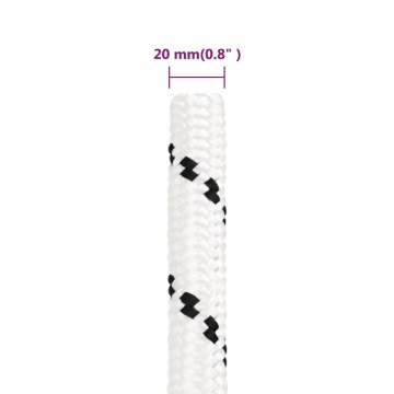 Frânghie împletită pentru barcă, alb, 20 mm x 50 m, poliester - Img 6