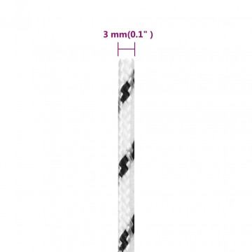 Frânghie împletită pentru barcă, alb, 3 mm x 50 m, poliester - Img 6
