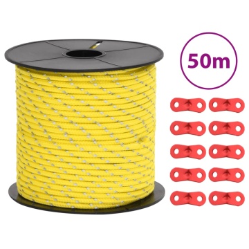 Funie pentru cort cu benzi reflectorizante și chei, 50 m, 4 mm - Img 1