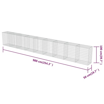 Gabion perete cu capace, 900 x 50 x 100 cm, oțel galvanizat - Img 7