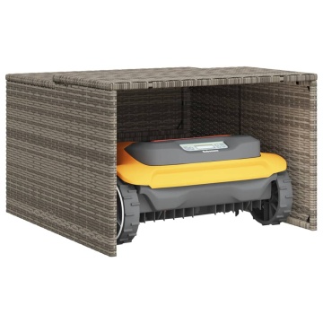 Garaj pentru mașina de tuns iarba, gri 86x90x52/57 cm poliratan - Img 4