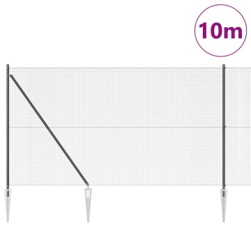 Gard cu Plasă Sudată cu 7 Posturi cu Cârlig Gri 1,5x10 m Oțel - Img 3