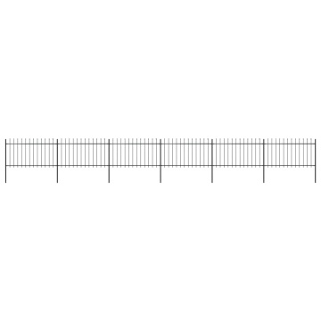 Gard de grădină cu vârf suliță, negru, 10,2 m, oțel - Img 1