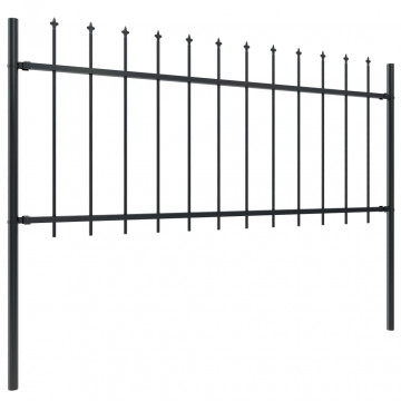 Gard de grădină cu vârf suliță, negru, 3,4 m, oțel - Img 2