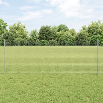 Gard din Oțel Galvanizat cu 11 U Posturi Argintiu 0.8x25 m - Img 1