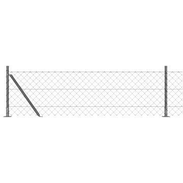 Gard din plasă de lanț cu 7 stâlpi flanșați 0.6x10 m din oțel galvanizat - Img 2