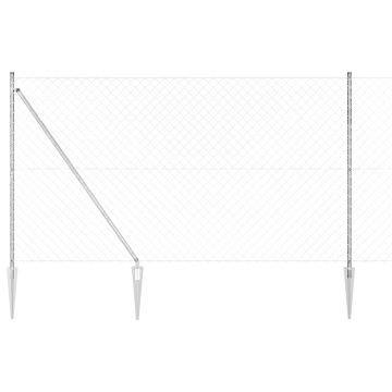 Gard din plasă de sârmă cu 7 stâlpi cu țeavă 1.6x10 m din oțel galvanizat - Img 2