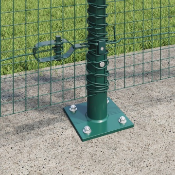 Gard din plasă sudată cu 7 stâlpi cu flanșe Verde 1.2x10 m Oțel - Img 3