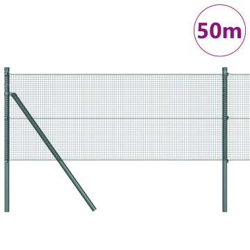 Gard din Sârmă Sudată cu 13 Stâlpi Verde 0.8x50 m Oțel - Img 3