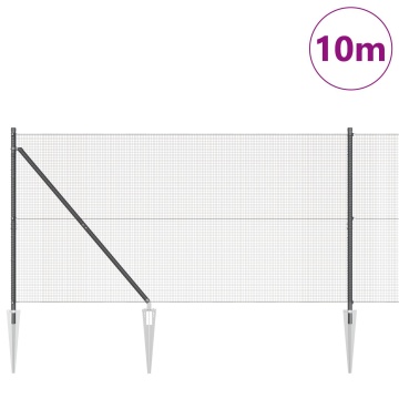 Gard din Sârmă Sudată cu 7 Stâlpi cu Cuie Gri 1.4x10 m Oțel - Img 3