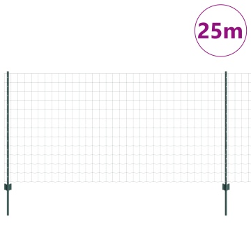 Gard Euro cu 11 Stâlpi Verzi 1,2x25 m Oțel - Img 3