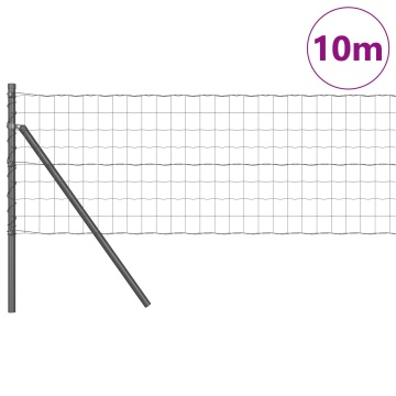Gard Euro cu 7 Stâlpi 0.8x10 m Oțel galvanizat Gri - Img 3