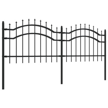 Gard grădină cu vârfuri negru 115 cm oțel vopsit electrostatic - Img 3