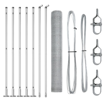 Gard Hexagon 1.2x10 m Oțel Galvanizat, Stâlpi de Gard cu Plăci de Bază 7 pcs Ø32mm 68.5cm Oțel Galvanizat - Img 2