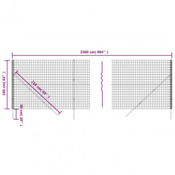 Gard plasă de sârmă, antracit, 1,6x25 m, oțel galvanizat - Img 5