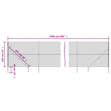 Gard plasă de sârmă cu țăruși de fixare, antracit, 1,4x25 m - Img 5