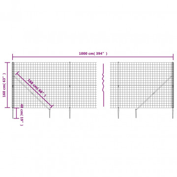 Gard plasă de sârmă cu țăruși de fixare, antracit, 1,6x10 m - Img 5