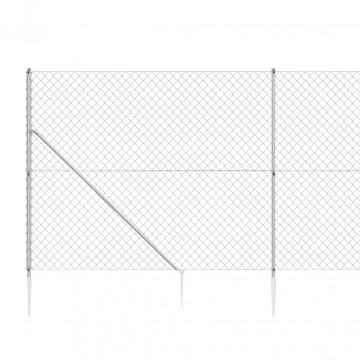 Gard plasă de sârmă cu țăruși de fixare, argintiu, 1,6x10 m - Img 4