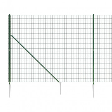 Gard plasă de sârmă cu țăruși de fixare, verde, 1,6x25 m - Img 4