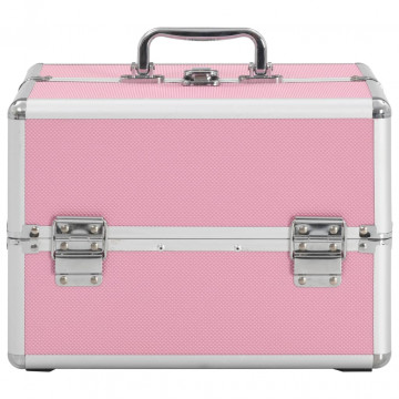 Geantă de cosmetice, roz, 22 x 30 x 21 cm, aluminiu - Img 3