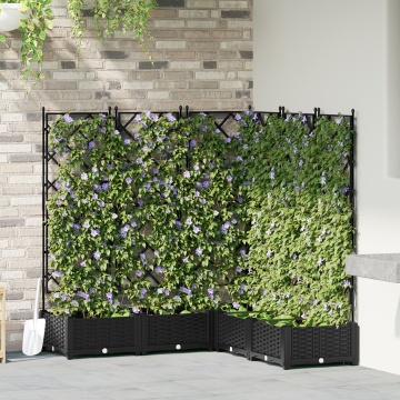 Ghiveci de grădină cu trelis 5 pcs Negru 120x120x125.5 cm - Img 1