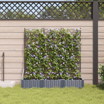 Ghiveci de Grădină cu Trellis 3 pcs Gri 120x40x125.5 cm - Img 3
