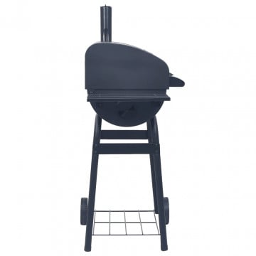 Grătar barbecue cu cărbuni, afumătoare și raft inferior, negru - Img 3