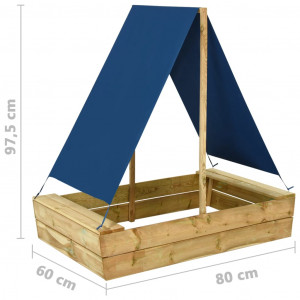 Groapă de nisip cu acoperiș, 80x60x97,5 cm, lemn de pin tratat - Img 5