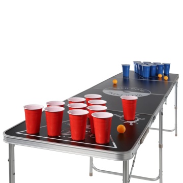HI Masă pliabilă pentru Beer Pong, înălțime reglabilă, negru - Img 3