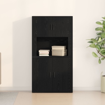 Highboard Negru Stejar 80x33x150 cm Lemn Prelucrat - Img 4